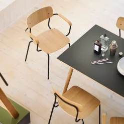 Spisebordsstole-Jakob Thau J183 - Holmen - Stabelstol m. armlæn - Stål - Eg