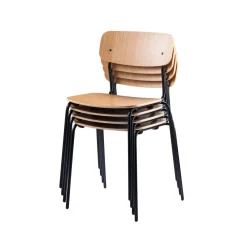 Spisebordsstole-Jakob Thau J182 Holmen - Stabelstol - Stål - Eg - 4 stk.