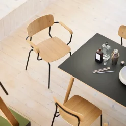 Spisebordsstole-Jakob Thau J183 Holmen - Stabelstol m/armlæn - Eg - 4 stk.