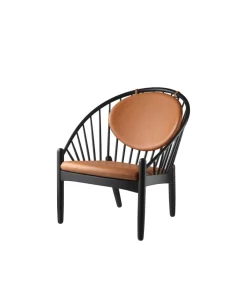 Lænestole-Poul M. Volther J166 Jørna - Stol - Jet Black - Cognac læder