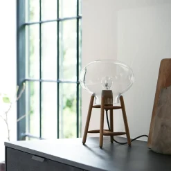 Bordlamper-Philip Bro & Dögg Gudmundsdottir U4 Hiti - Bordlampe - Valnød - Klart glas