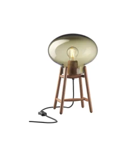 Bordlamper-Philip Bro & Dögg Gudmundsdottir U4 Hiti - Bordlampe - Valnød - Røgfarvet glas