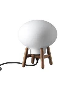 Bordlamper-Philip Bro & Dögg Gudmundsdottir U6 Hiti Mini - Bordlampe - Valnød - Opalt glas